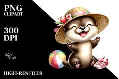 Cute Baby Otter Ready for the Beach, High-Quality PNG Product Image 2