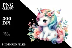 Colorful Baby Unicorn PNG Product Image 1