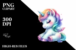 Colorful Baby Unicorn PNG Product Image 3