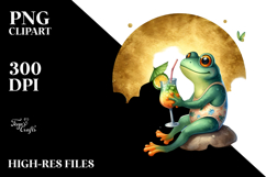 Watercolor Frog with Beachwear Cocktail PNG Product Image 2