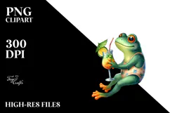 Happy Frog Drinking Cocktail, Tropical PNG Product Image 2