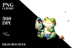 Frog Beachwear Cocktail, Watercolor PNG Product Image 2
