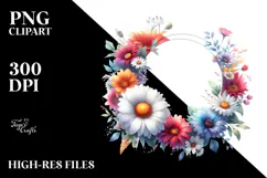 Vibrant Floral Frame with Glossy Petals, PNG Product Image 2
