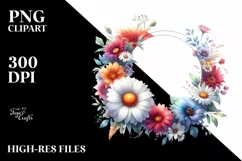 Vibrant Floral Frame with Glossy Petals, PNG Product Image 1