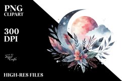 Vibrant Abstract Boho Moon with Foliage | Sticker Product Image 3