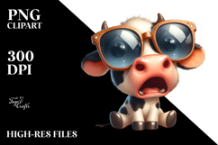 Dramatic Cow with Oversized Sunglasses, PNG Product Image 2