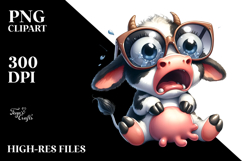 Dramatic Cow with Oversized Sunglasses, PNG Product Image 2