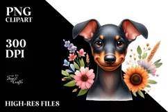 Funny Baby Lateral Doberman Pinscher Watercolor Clipart Product Image 3