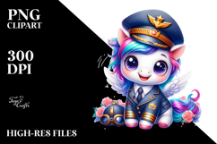 Watercolor Baby Unicorn with Chef&#039;s Apron PNG Product Image 2