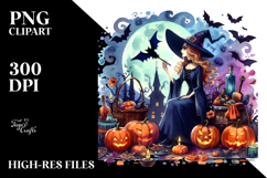 Witch Halloween Scene Clipart Product Image 2