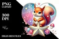 Adorned Pastel Squirrel on Star PNG Product Image 2