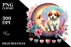 Colorful Puppy on Moon, Transparent PNG Product Image 2
