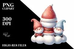 Vintage Santa with Gnomes PNG Product Image 1