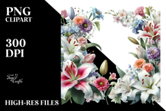 Vibrant Floral Frame Lily | Clipart Product Image 2