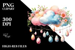 Watercolor Cloud with Easter Eggs PNG Product Image 2