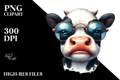 Watercolor Baby Cow Funny Sunglasses PNG Product Image 2