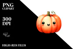 Funny Pumpkin Watercolor PNG Product Image 2