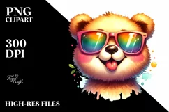Cute Bear Sunglasses Tongue Out Clipart Product Image 1