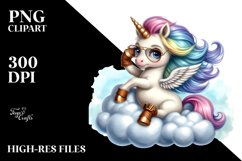Cute Baby Unicorn Posing as Johnu Bravo | Clipart Product Image 1