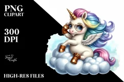 Cute Baby Unicorn Posing as Johnu Bravo | Clipart Product Image 1