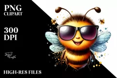 Funny Bee Portrait Watercolor Clipart Product Image 3
