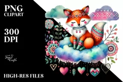 Colorful Fox on Cloud, Transparent PNG Product Image 2
