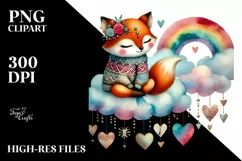 Colorful Fox on Cloud, Transparent PNG Product Image 2