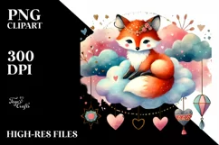 Colorful Fox on Cloud, Transparent PNG Product Image 2