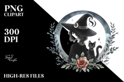 Retro Witch with Cat PNG Product Image 2