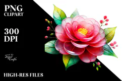 Camellia with Watercolor Splash PNG Product Image 2