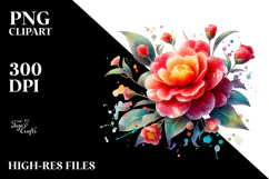 Camellia Watercolor Splash PNG Product Image 2