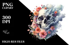 Skull Made of Spring Flowers PNG Product Image 2