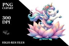 Cute Unicorn Dancer Watercolor Clipart Title Product Image 2