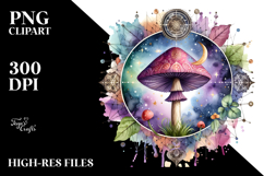 Vibrant Magical Celestial Mushroom, PNG Product Image 2