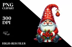 Christmas Gnome,Watercolor PNG Product Image 3