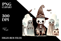 Simple Uncolored Halloween Undead, PNG Product Image 2