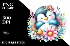 Colorful Baby Penguin Sleeping in Flower | Sticker Product Image 3