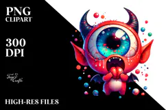 Ghost Licking Eyeball Candy Watercolor PNG Product Image 2