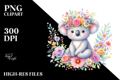 Koala Flower Crown Pastel Clipart Product Image 2