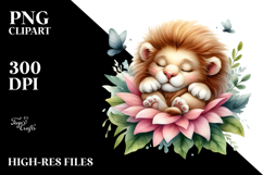 lion Sleeping on Flower, PNG Product Image 2