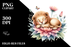 lion Sleeping on Flower, PNG Product Image 2