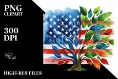 Abstract Tree in USA Flag Colors PNG Product Image 3