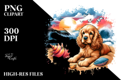 Cocker Spaniel Beach Sunset Clipart Product Image 2