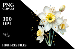 Daffodil with Golden Details, Artistic PNG Product Image 2