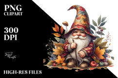 Detailed Watercolor Autumn Gnome Product Image 2