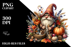 Detailed Watercolor Autumn Gnome, PNG Product Image 2