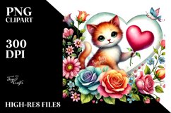 Colorful Adorned Cat Holding Heart Product Image 2