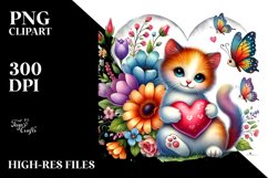 Colorful Adorned Cat Holding Heart Product Image 2