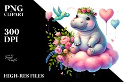 Colorful Watercolor Hippo PNG Product Image 2