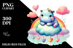 Sitting Hippo on a Cloud, PNG Product Image 2